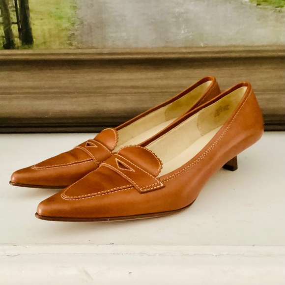 Vintage Joan & David Kitten Heels Circa Point Toe Pumps Brown Leather Size 6.5 - Picture 15 of 15